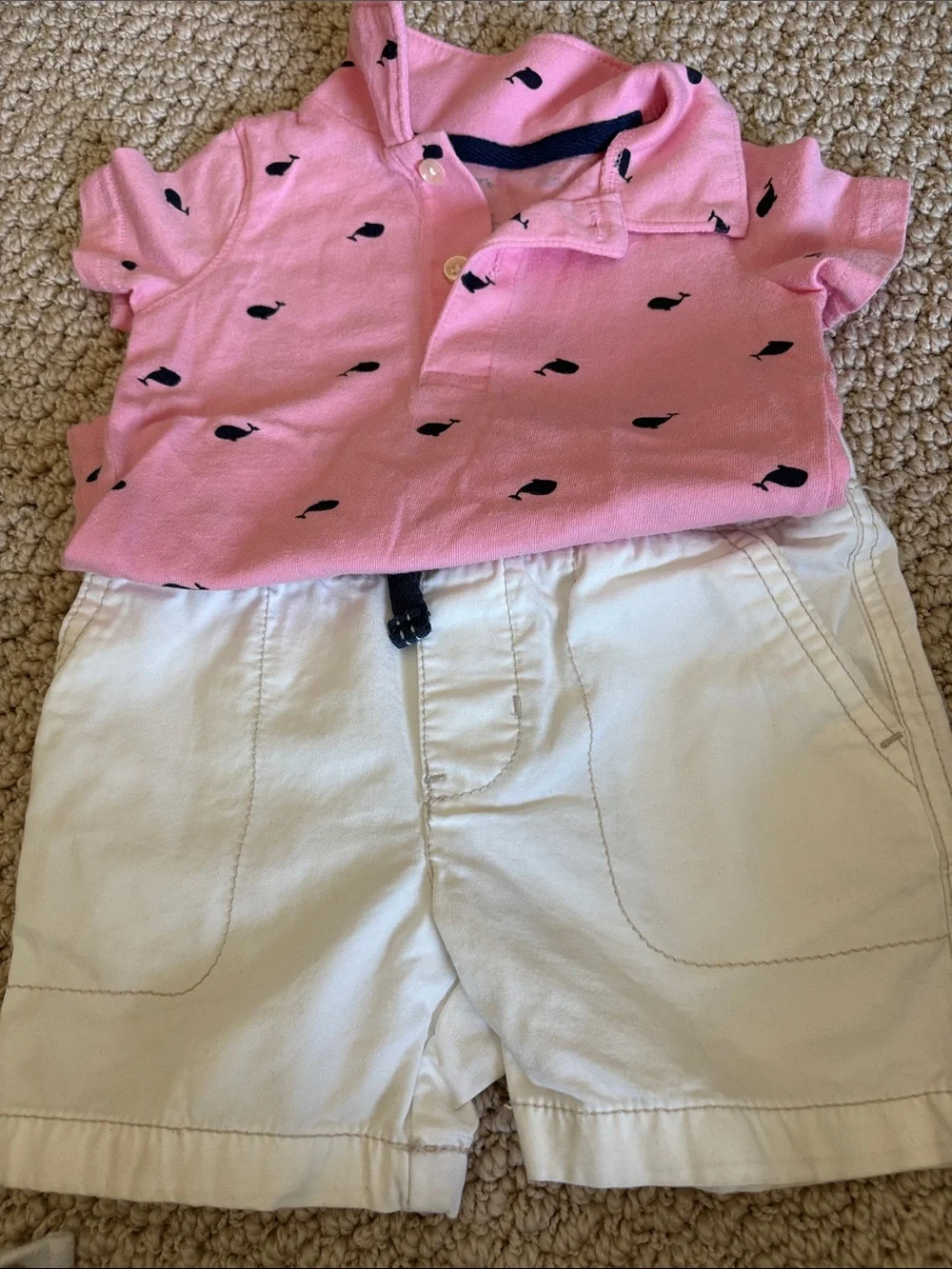 Baby Pink Polo Short with White Shorts 12 Months - Picture 1 of 6